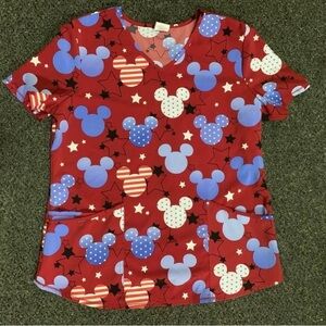 Disney Mickey Mouse womens size XL Fourth 4th of July patriotic scrub top